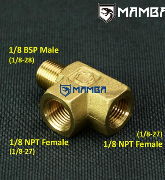 Adapter Fitting Street Tee 1/8 BSPT male to dual 1/8 NPT