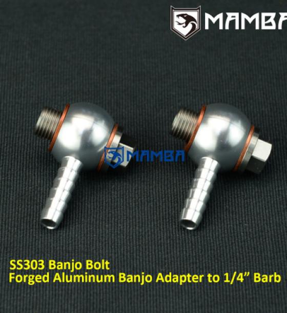 Billet T6 Fuel Air Water M10x1.0 Banjo to 1/4" Barb
