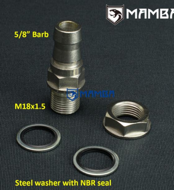 Turbocharger Oil Pan / sump Return Adapter Fitting M18x1.5 to 5/8" barb no Weld