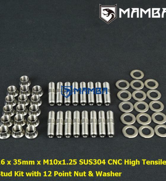 SUS304 Turbocharger Stud/ 12-Point Nut / Turbine / Manifold / M10x1.25 35mm (16 Set) TW