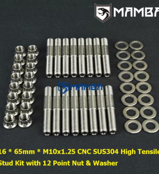 SUS304 turbo Stud/ 12-Point Nut / Turbine / Manifold / M10x1.25 65mm (16 Set)
