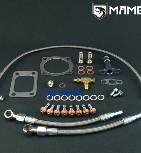 Turbocharger Oil Water Line Install Kit Garrett GT3076R GT3582R T3 4 Bolt Ball Bearing