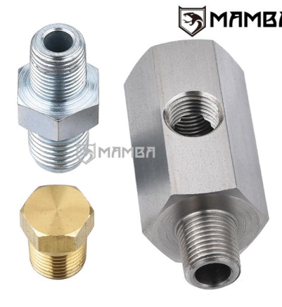 1/8" NPT to BSPT Oil Pressure Sensor T Tee Adapter Fitting