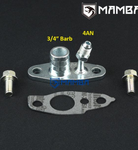 4AN IN 3/4" Barb Out Turbocharger Oil Feed Return Adapter Flange fits for TOYOTA CT26