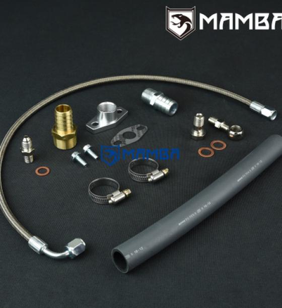 Top Mount Turbocharger Oil Feed & Drain Line / For Nissan RB25DET w/Greddy TD06L2 TD06H