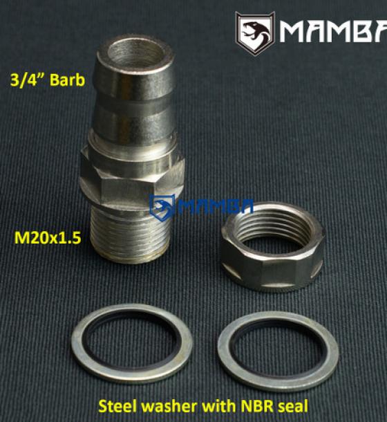 Turbo Oil Pan / sump Return  M20x1.5 to 3/4" barb no Weld