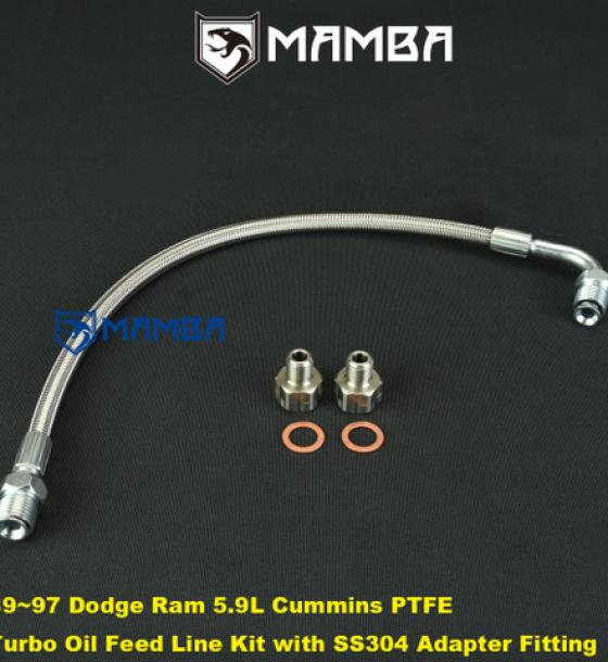89~97 Dodge Ram 5.9 For Cummins Turbocharger oil feed line (Adapter Fitting included)