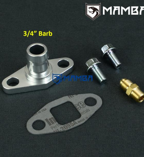 4AN Str Oil Feed Fitting & 3/4" Barb Return Flange Kit For Precision PTE Turbocharger