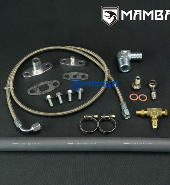 MAMBA Turbocharger Oil Feed & Return Drain Line Kit For Nissan TD42 GQ w/ Hitachi HT18