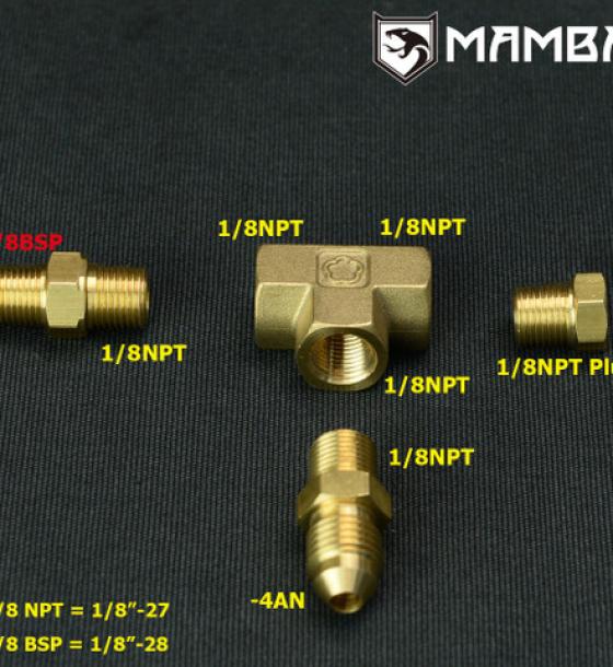 3 Way 4AN 1/8" NPT BSPT Tee T Adapter Fitting Turbocharger Oil Feed Pressure Sensor