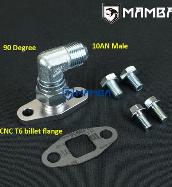 90 Deg 10AN Turbocharger Oil Return Drain Flange Kit For Precision GEN2 Pro Mod 110