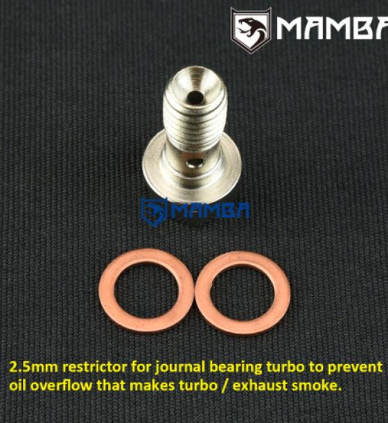 Turbo Banjo Bolt with 2.5mm restrictor Prevent Smoke