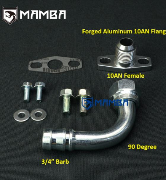 Adapter Fitting 10AN Female 90 Degree 3/4" barb turbo oil