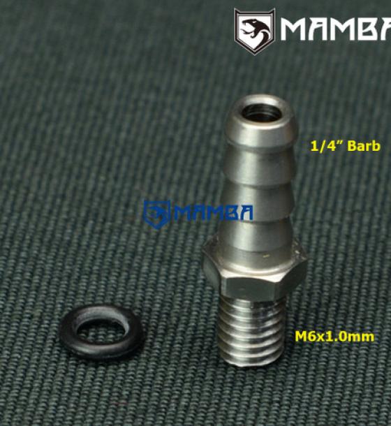 M6x1.0 to 1/4" Barb Adapter Fitting Kit Turbocharger Compressor Housing to Wastegate